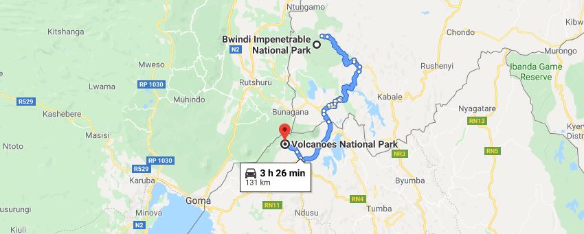 Distance Between Bwindi And Volcanoes Park Rwanda
